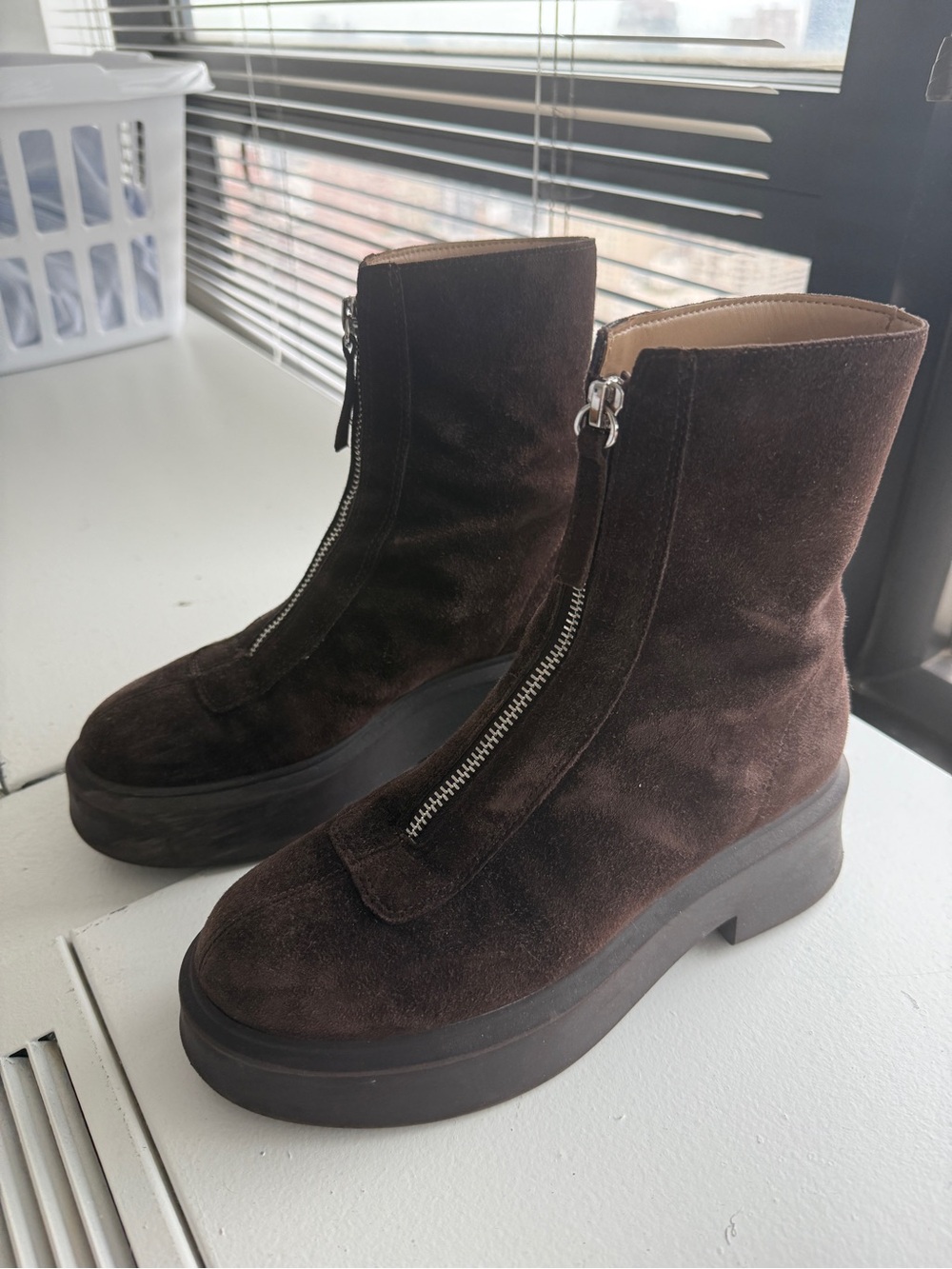 Steve Madden Brown Suede Platform Zip Ankle Boots